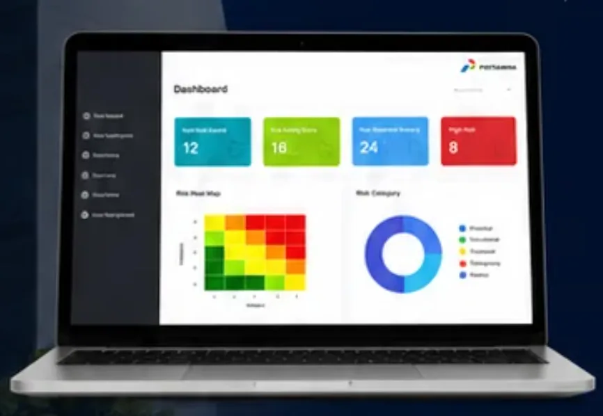 ERMS dashboard on a laptop
